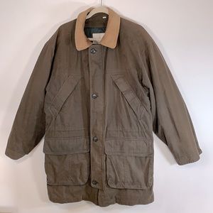 London Fog Outerwear Zip Up Mens Size L Army Green Heavyweight Lined Jacket